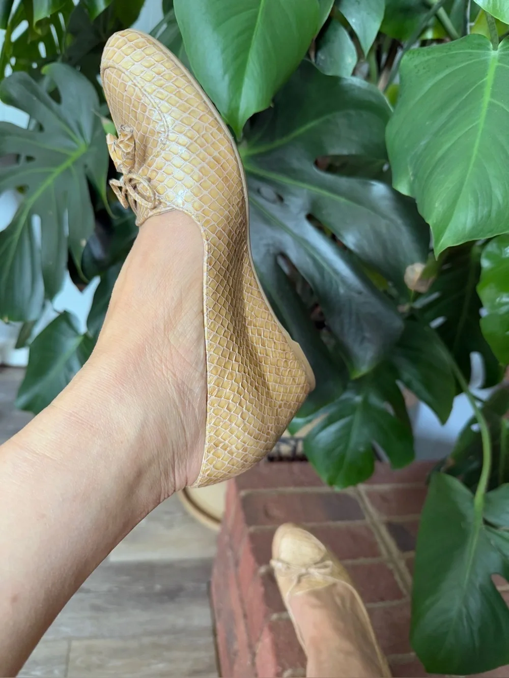 Stuart Weitzman Patent Leather Wedges in Tan Super Comfortable.